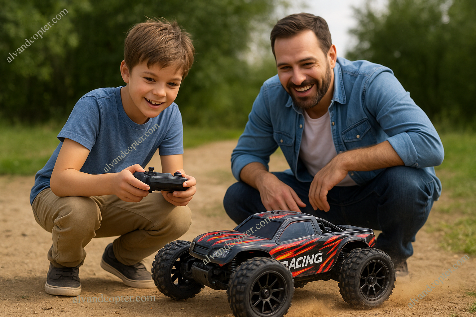 کودک در حال بازی با ماشین کنترلی – هدیه آموزشی و سرگرمی خانوادگی